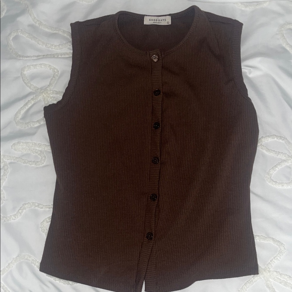Women's Brown Sleeveless Top